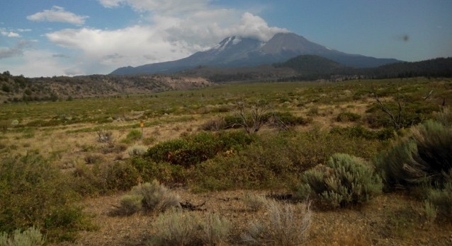 De Shasta vulkaan 4200 meter hoog.